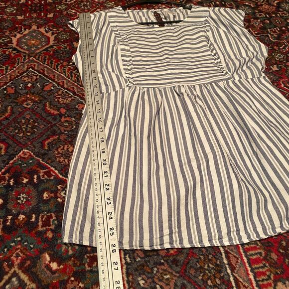 Seraphine Maternity Blue and White Striped Nursing Blouse - Picture 9 of 11